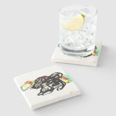 Wolf Wild Herbst Steinuntersetzer (Seitenansicht)