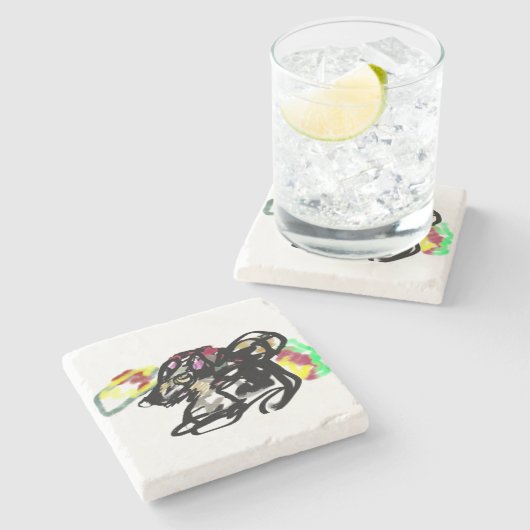 Wolf Wild Herbst Steinuntersetzer (Seitenansicht)