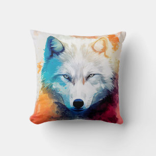 Wolf Wild Nature Animal Color Art Malerei Kissen