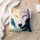 Wolf Wild Nature Animal Color Art Malerei Kissen (Decke)