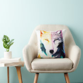 Wolf Wild Nature Animal Color Art Malerei Kissen (Stuhl )