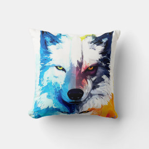 Wolf Wild Nature Animal Color Art Malerei Kissen