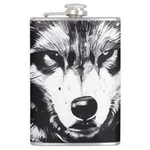 Wolf Wild Nature Free Spirit Art Pinselstrich Flachmann