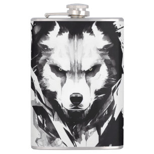 Wolf Wild Nature Free Spirit Art Pinselstrich Flachmann