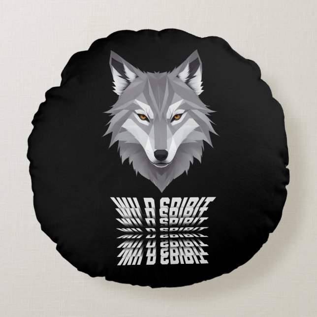 Wolf Wild Spirit Rundes Kissen (Vorderseite)
