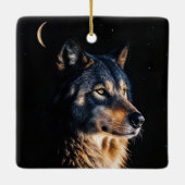 Wolf Wildlife and Moon Christmas Holiday Keramikornament (Rückseite)