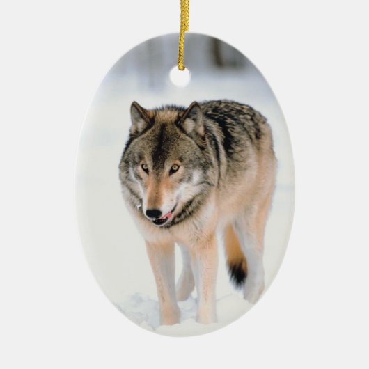 Wolf Wildlife Christmas Holiday Tree Decorations Keramikornament (Vorne)