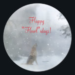 Wolf Wildlife Christmas Stickers<br><div class="desc">Ein lustiger "Happy Holidays" Aufkleber oder besser gesagt,  ich sage Happy "Howl" Idays Aufkleber nur für die Weihnachtszeit. Eine Winterlandschaft mit einem heulenden Wolf im Schnee. Ein lustiger Weihnachts- oder Urlaubsticker für Karten,  Pakete oder Dekoration.</div>