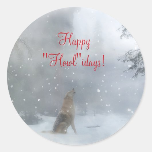 Wolf Wildlife Christmas Stickers (Vorderseite)