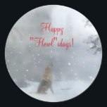 Wolf Wildlife Christmas Stickers<br><div class="desc">Ein lustiger "Happy Holidays" Aufkleber oder besser gesagt,  ich sage Happy "Howl" Idays Aufkleber nur für die Weihnachtszeit. Eine Winterlandschaft mit einem heulenden Wolf im Schnee. Ein lustiger Weihnachts- oder Urlaubsticker für Karten,  Pakete oder Dekoration.</div>
