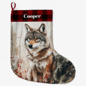 Wolf Wildlife Christmas Strumpf - Personalisiert Großer Weihnachtsstrumpf (Vorderseite)