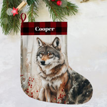 Wolf Wildlife Christmas Strumpf - Personalisiert