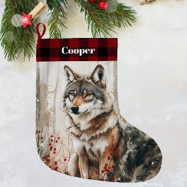 Wolf Wildlife Christmas Strumpf - Personalisiert Großer Weihnachtsstrumpf