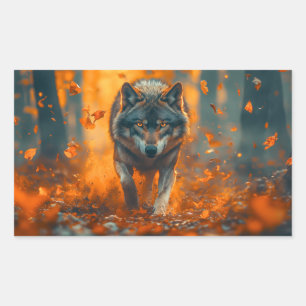Wolf Wildtier Liebhaberporträt Rechteckiger Aufkleber