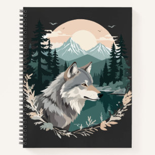 Wolf Wildtiere Natur Außenbereich Wasserfarbe Notizblock