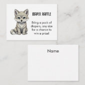 Wolf-Windeln-Raffle-Baby-Shower Begleitkarte (Vorne/Hinten)