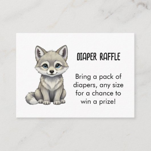 Wolf-Windeln-Raffle-Baby-Shower Begleitkarte (Vorderseite)