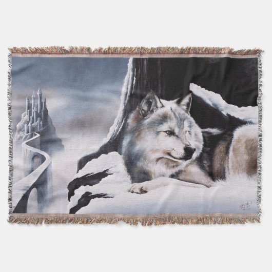 Wolf Winter Castle Fantasy Decke (Vorderseite)