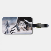 Wolf Winter Castle Fantasy Gepäckanhänger (Rückseite horizontal)