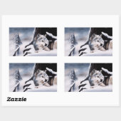 Wolf Winter Castle Fantasy Rechteckiger Aufkleber (Blatt)