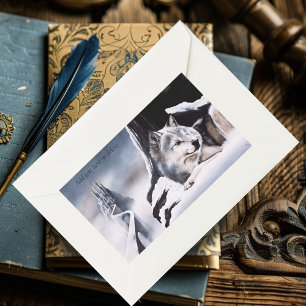 Wolf Winter Castle Fantasy Rechteckiger Aufkleber