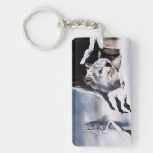 Wolf Winter Castle Fantasy Schlüsselanhänger (Vorderseite)