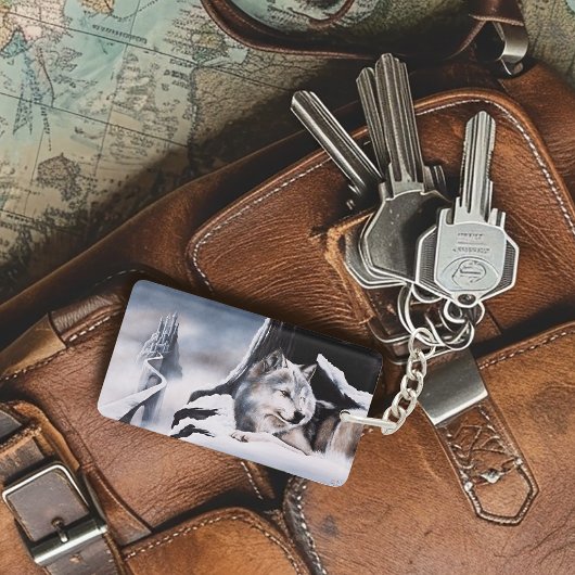 Wolf Winter Castle Fantasy Schlüsselanhänger