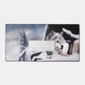 Wolf Winter Castle Fantasy Schreibtischunterlage (Tastatur & Maus)
