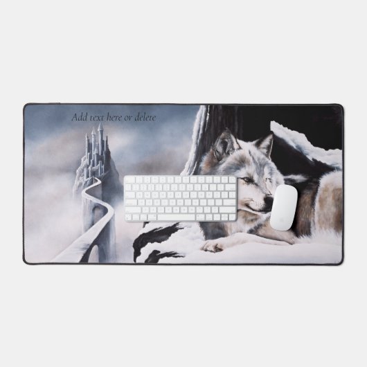 Wolf Winter Castle Fantasy Schreibtischunterlage (Tastatur & Maus)