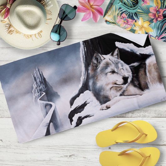 Wolf Winter Castle Fantasy Strandtuch