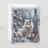 Wolf Winter Christmas Feiertagspostkarte (Vorne/Hinten)
