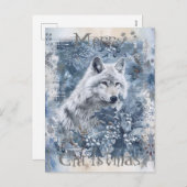 Wolf Winter Christmas Feiertagspostkarte (Vorne/Hinten)