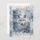 Wolf Winter Christmas Feiertagspostkarte (Vorne/Hinten)