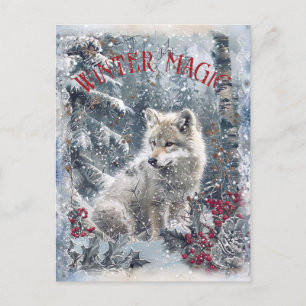 Wolf Winter Christmas Feiertagspostkarte