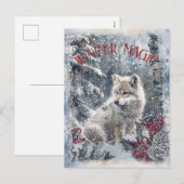 Wolf Winter Christmas Feiertagspostkarte (Vorne/Hinten)