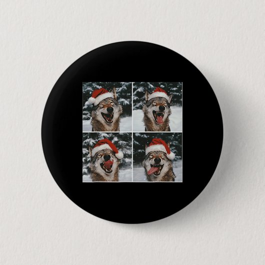Wolf Winter Fotografie Wolf Conservation Christma Button (Vorderseite)