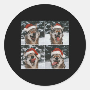 Wolf Winter Fotografie Wolf Conservation Christma Runder Aufkleber