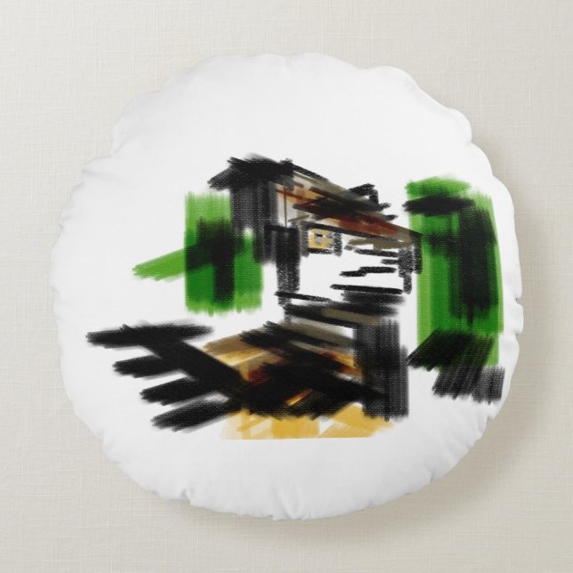 Wolf winter fun rundes kissen (Vorderseite)