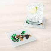 Wolf  winter  joy glasuntersetzer (Schrägansicht)