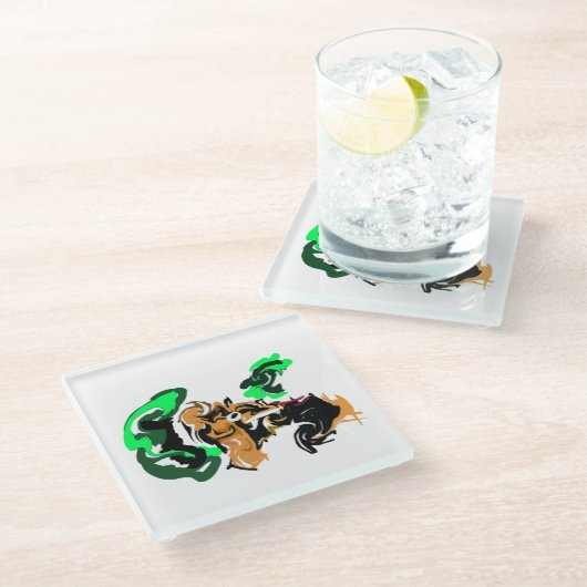 Wolf  winter  joy glasuntersetzer (Schrägansicht)