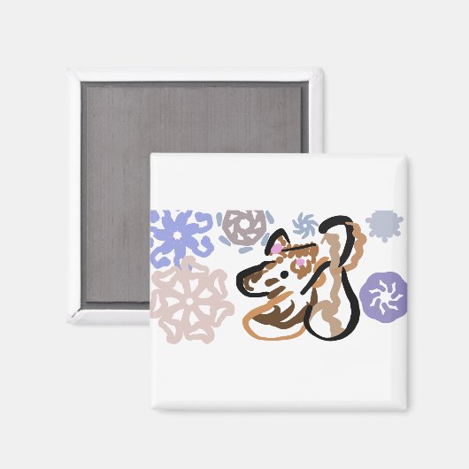 Wolf winter love magnet (Vorderseite/Rückseite)