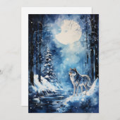 Wolf Winter Moon Feiertagskarte (Vorne/Hinten)