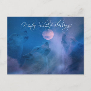 Wolf Winter Solstice Segen Postkarte