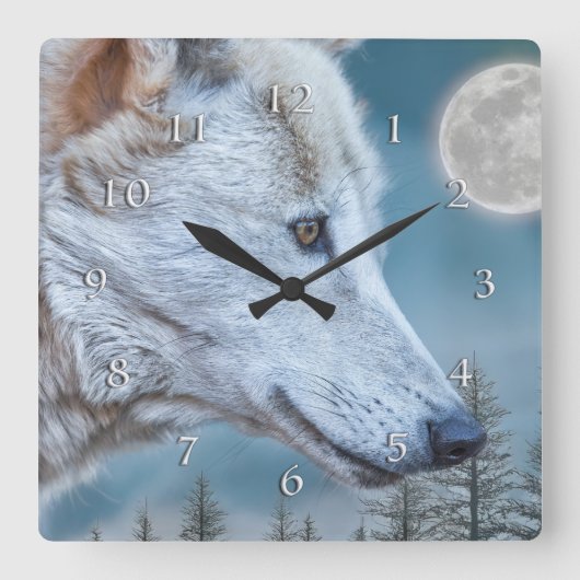WOLF WINTER VOLLMOONSTEIGERUNG QUADRATISCHE WANDUHR (Vorderseite)