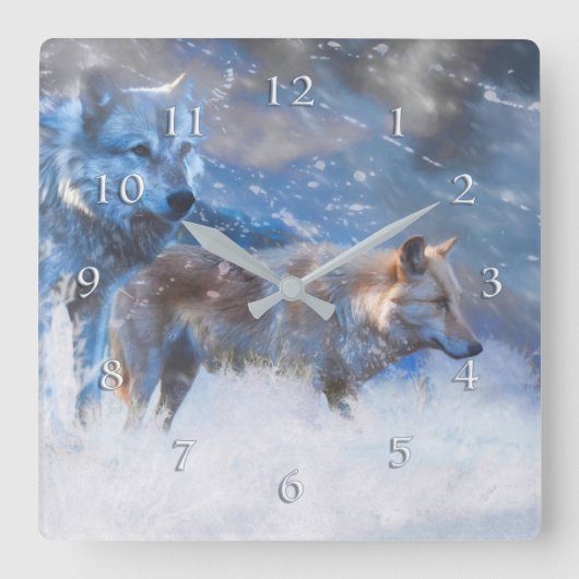 WOLF WINTERGEBIETE QUADRATISCHE WANDUHR (Vorderseite)