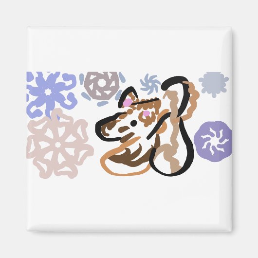 Wolf Winterliebe Magnet (Vorne)
