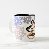 Wolf Winterliebe Zweifarbige Tasse (Vorderseite Links)