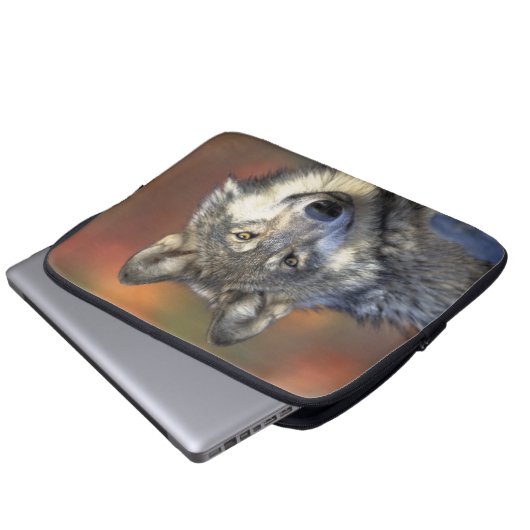 Wolf Wisdom Laptopschutzhülle (Vorne Knopf)