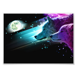 Wolf, Wolf-Mond, Mondschein. Geist-Tier Fotodruck