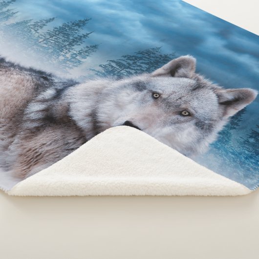 Wolf / Wolf Wolf Moon Mondlicht Sherpadecke (3/4)